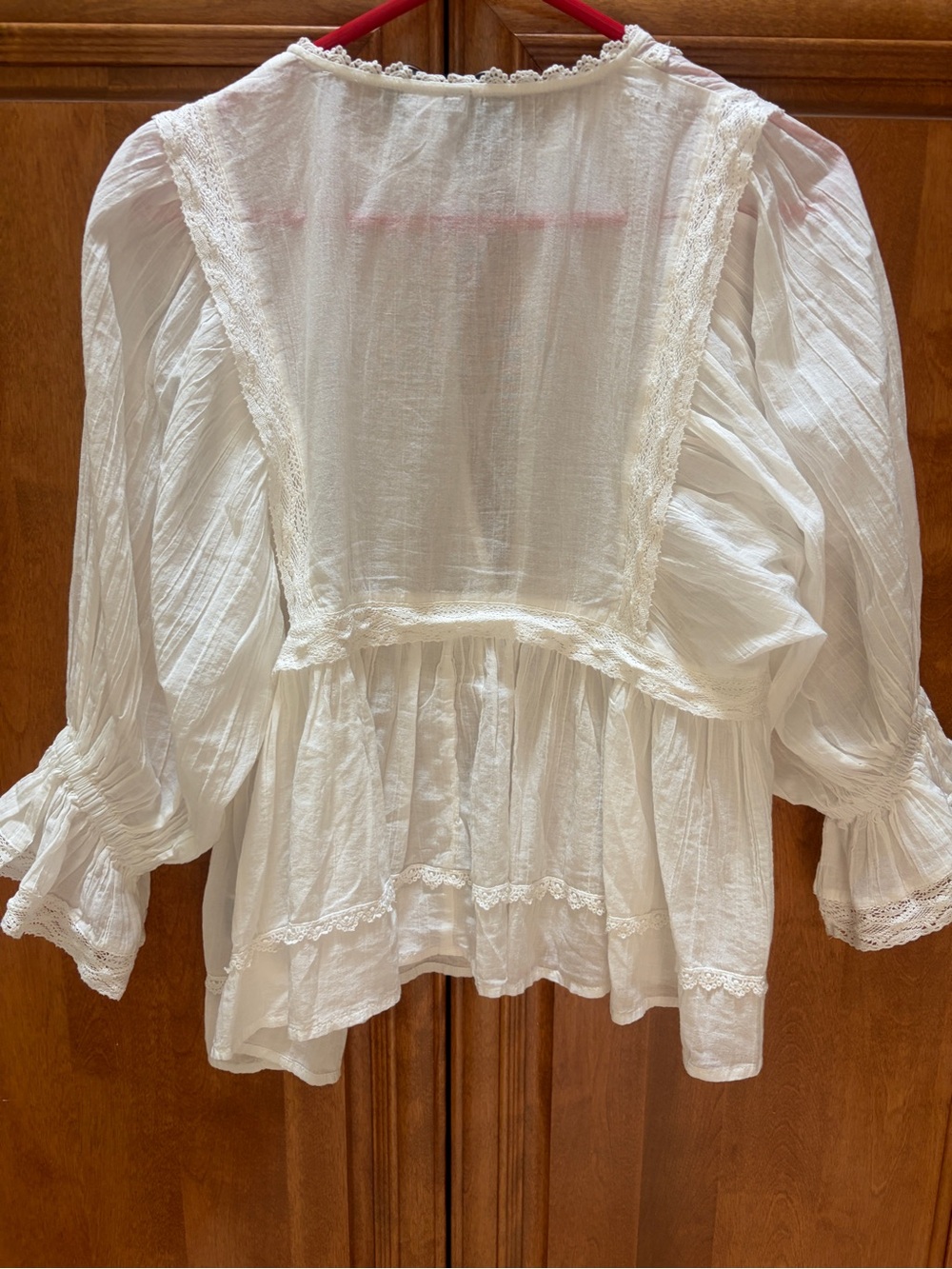 White Lace-Trim Peasant Blouse - Picture 11 of 11